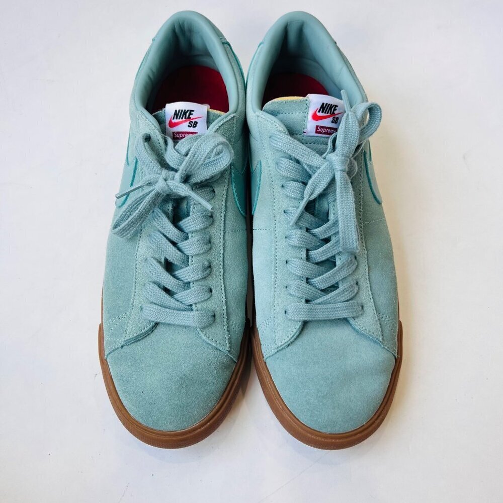 Nike x Supreme Blazer Low GT suede sneakers , blue/teal, Size 11 - Picture 3 of 13